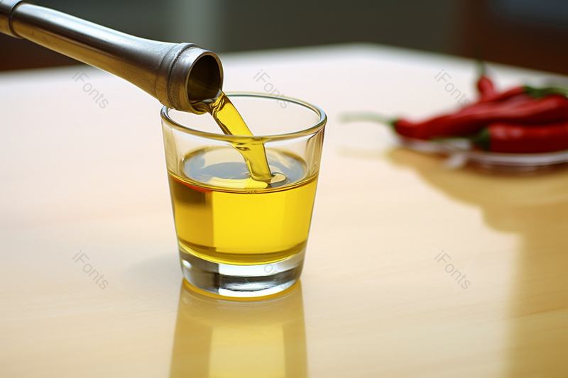 木制桌面上倒油的杯子食用油配料摄影图,高清,摄影图,摄影图片,图片大全,摄影图免费下载
